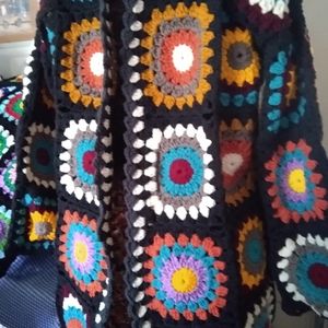 Granny square boho cardigan, vintage style M size
